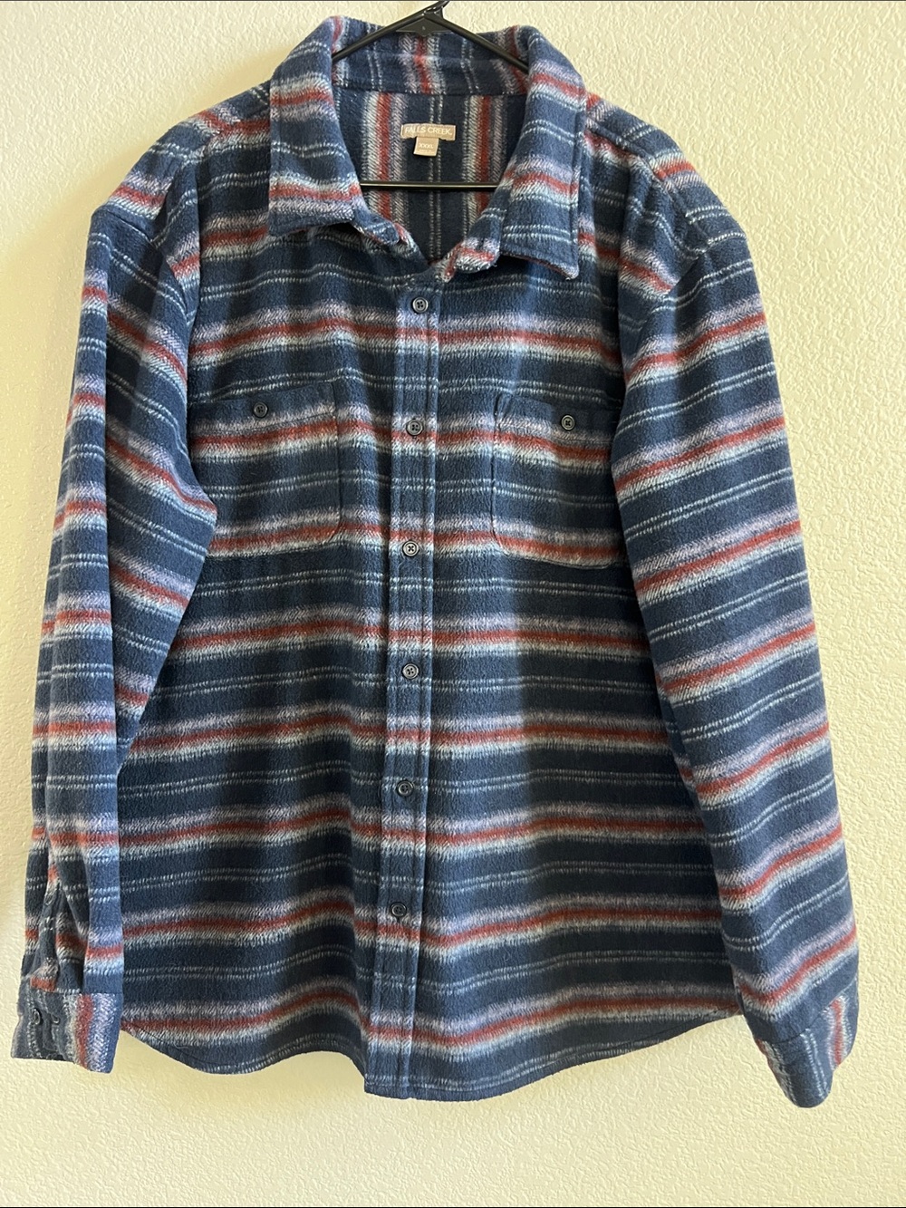 Falls Creek Wool Blend Men's Navy & Red Striped Button-Up Shirt/Jacket Size XXXL